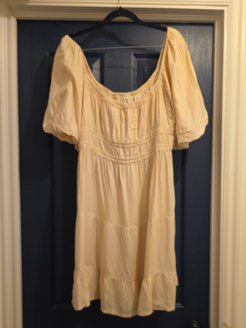 Roxy Sunset Oasis XL Light Cream Puff-Sleeve Midi Dress